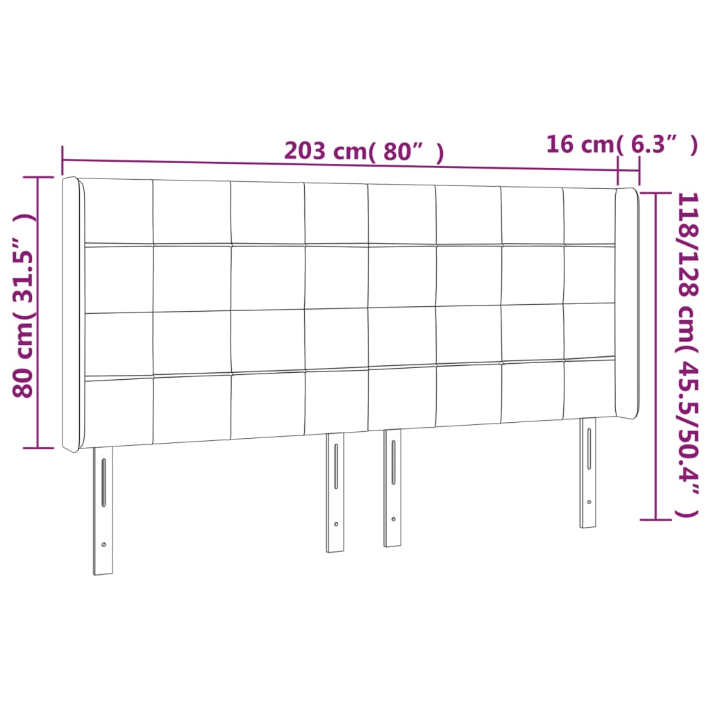 Galvūgalis su LED, taupe spalvos, 203x16x118/128cm, audinys
