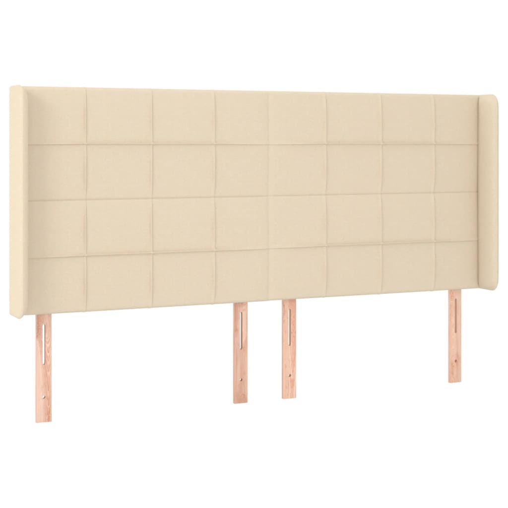 Galvūgalis su LED, kreminės spalvos, 203x16x118/128cm, audinys
