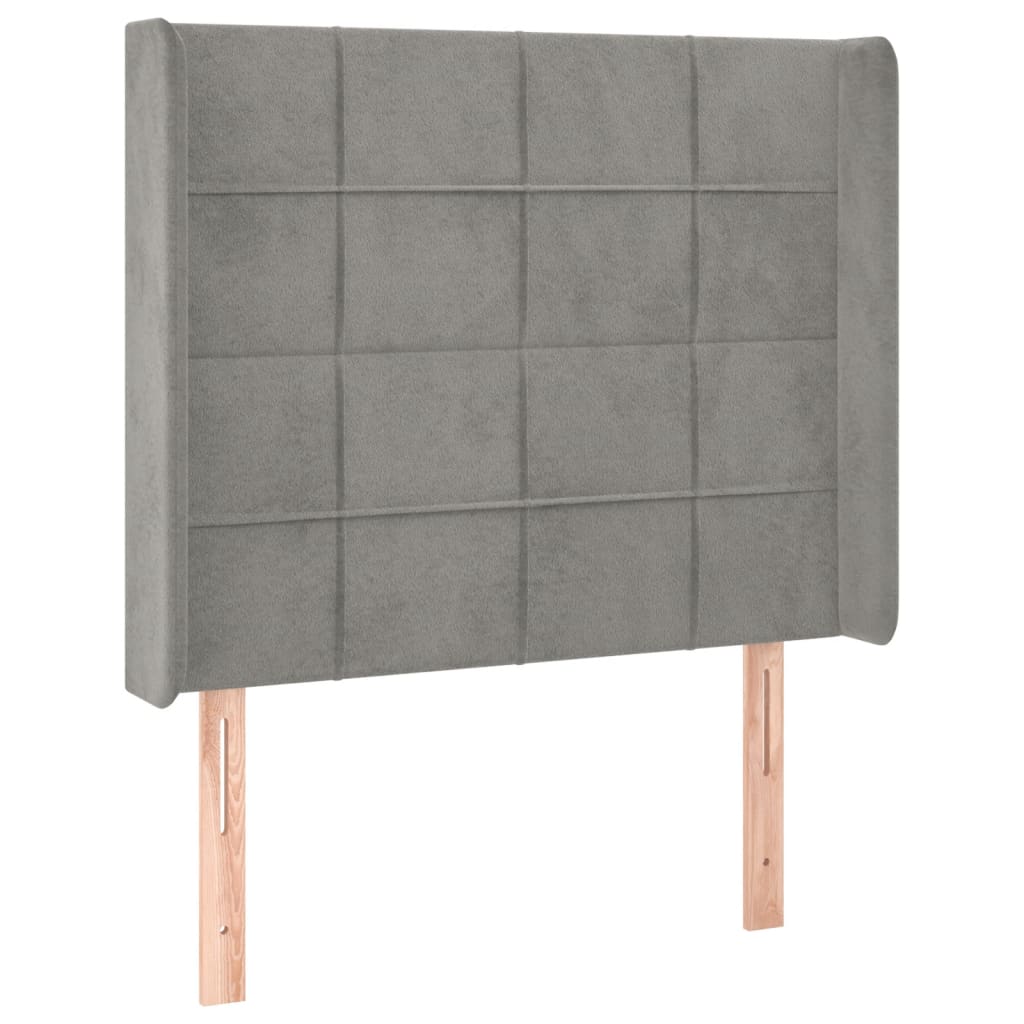 Galvūgalis su LED, šviesiai pilkas, 93x16x118/128cm, aksomas