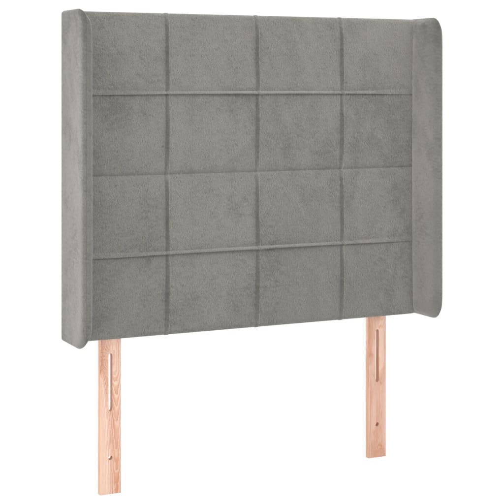 Galvūgalis su LED, šviesiai pilkas, 103x16x118/128cm, aksomas