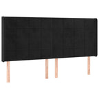 Galvūgalis su LED, juodos spalvos, 183x16x118/128cm, aksomas