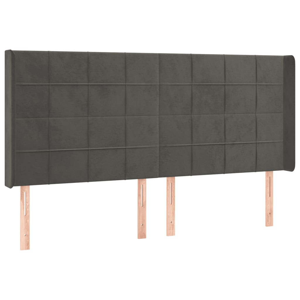 Galvūgalis su LED, tamsiai pilkas, 203x16x118/128cm, aksomas