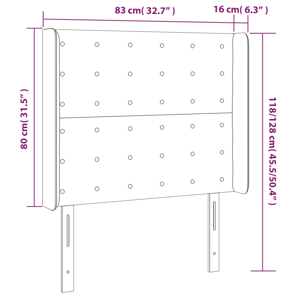Galvūgalis su LED, juodos spalvos, 83x16x118/128 cm