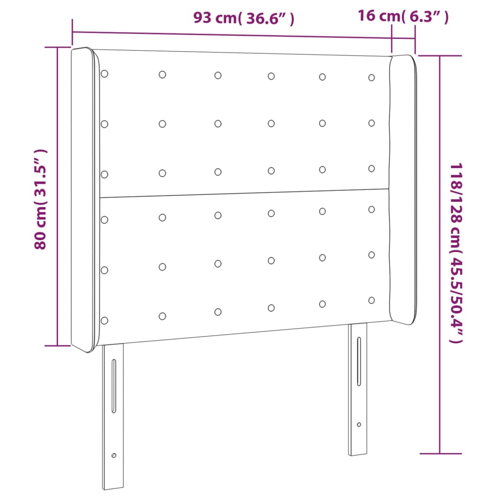 Galvūgalis su LED, juodos spalvos, 93x16x118/128 cm
