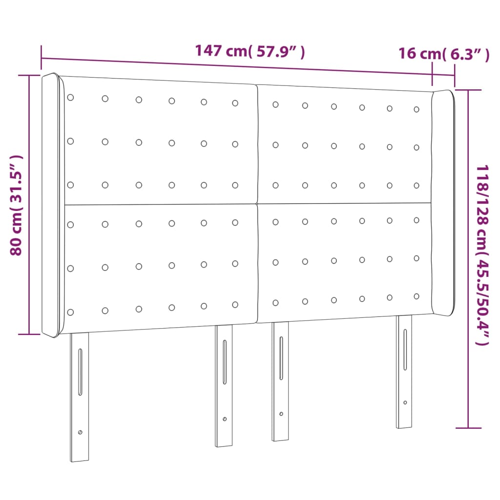 Galvūgalis su LED, juodos spalvos, 147x16x118/128 cm