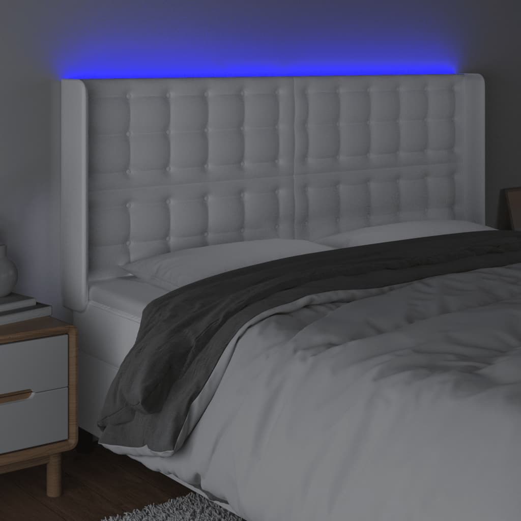 Galvūgalis su LED, baltos spalvos, 147x16x118/128 cm