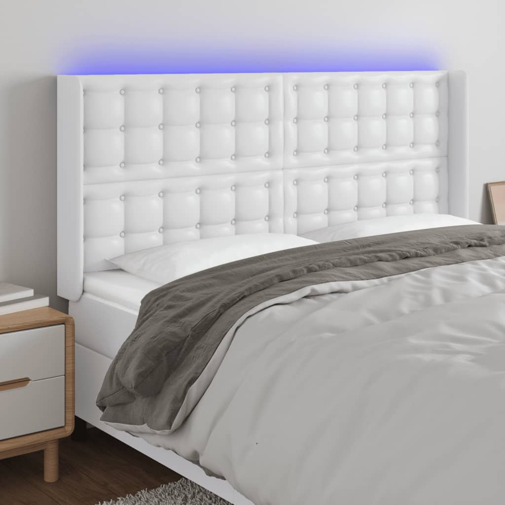 Galvūgalis su LED, baltos spalvos, 147x16x118/128 cm