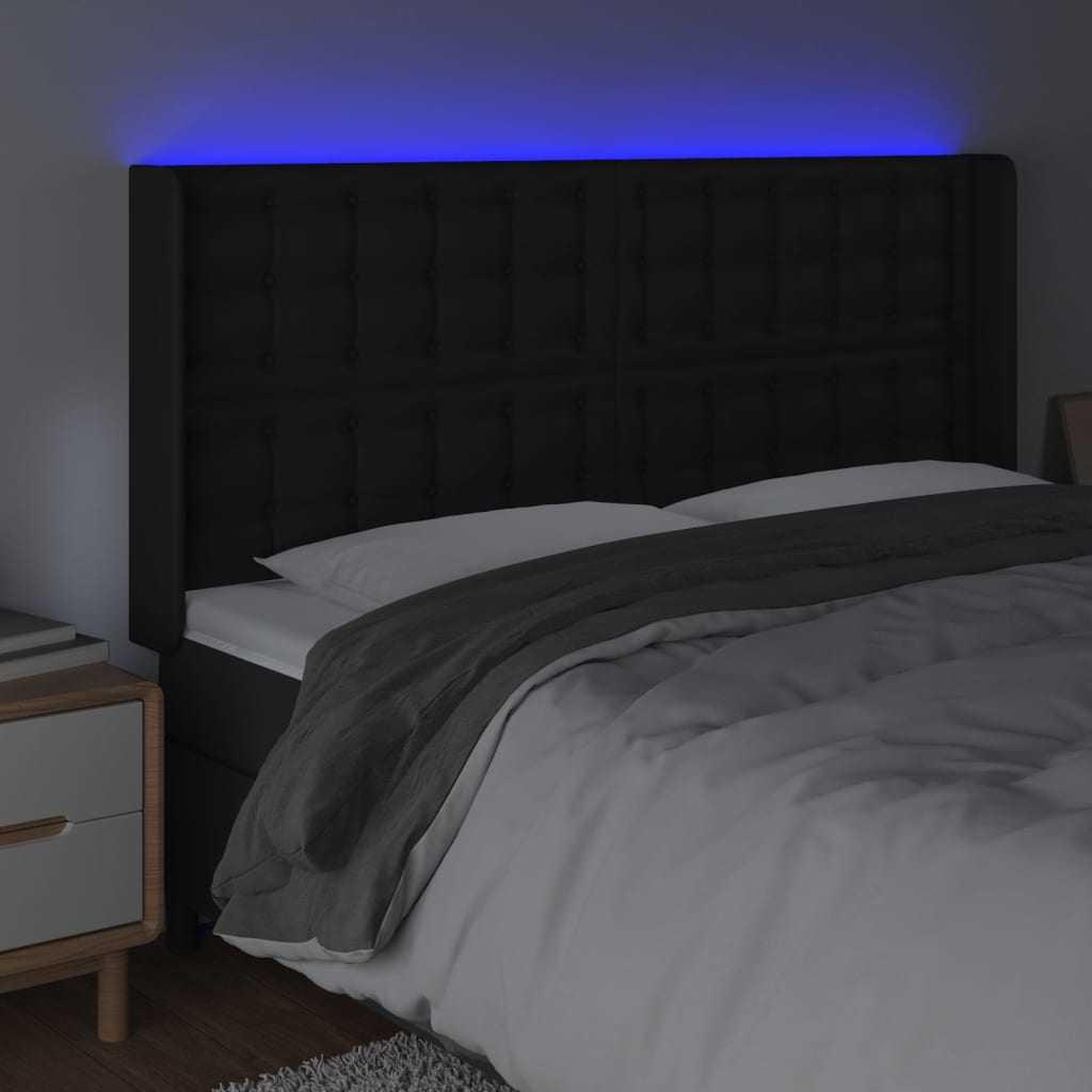 Galvūgalis su LED, juodos spalvos, 183x16x118/128 cm