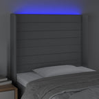 Galvūgalis su LED, šviesiai pilkas, 83x16x118/128cm, audinys