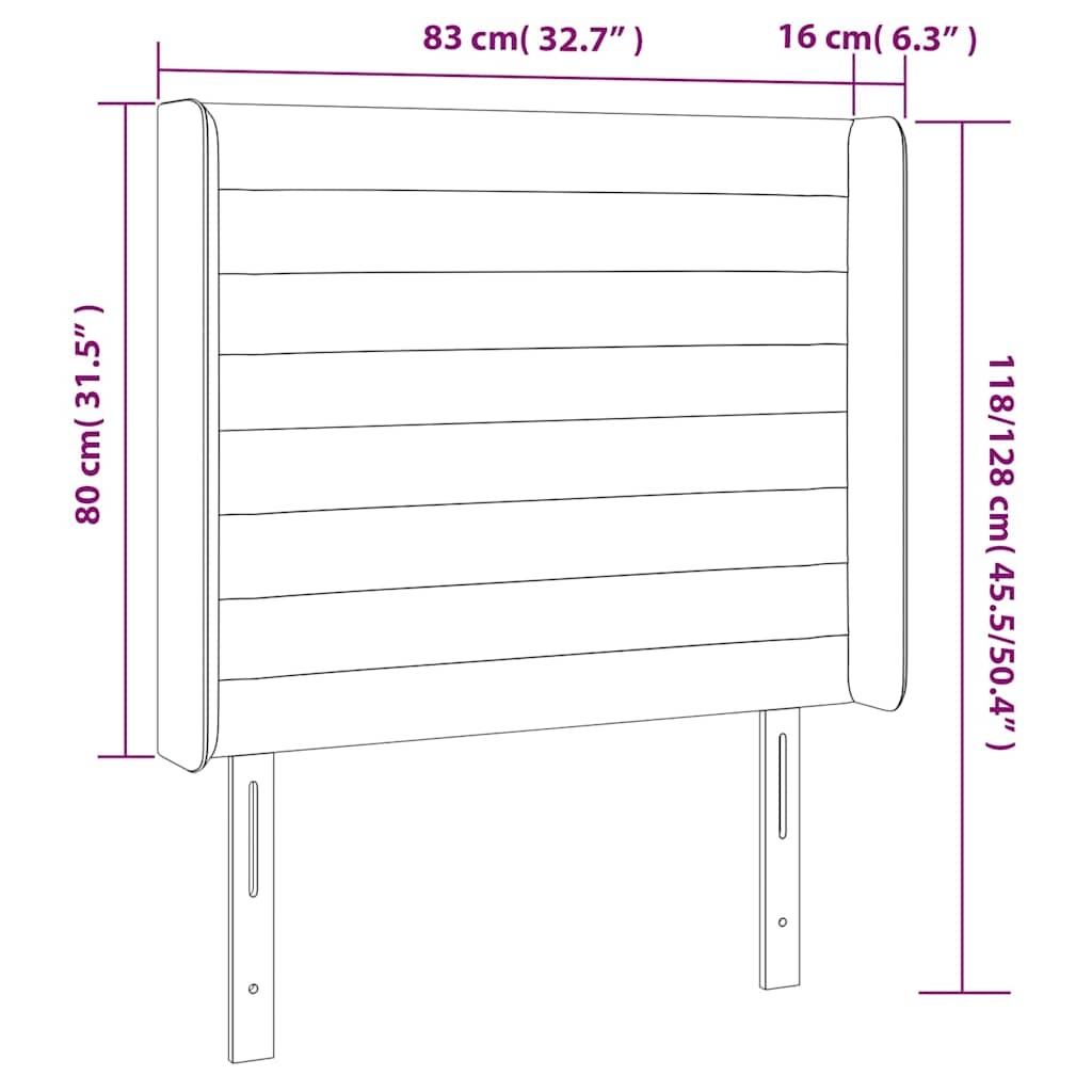 Galvūgalis su LED, šviesiai pilkas, 83x16x118/128cm, audinys