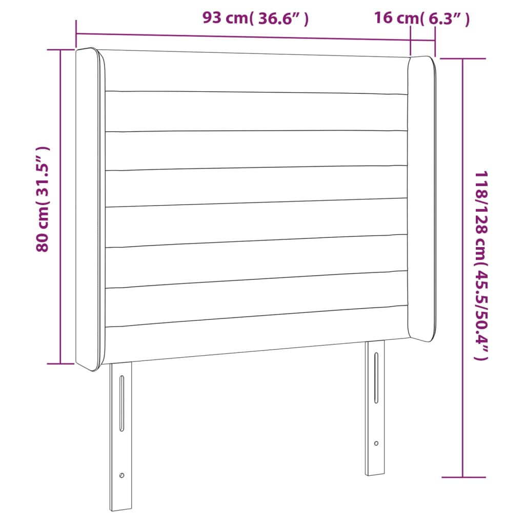 Galvūgalis su LED, tamsiai pilkas, 93x16x118/128cm, audinys