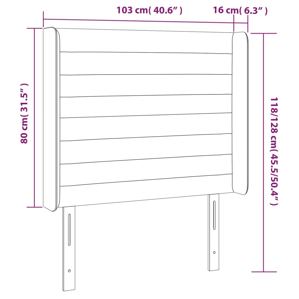 Galvūgalis su LED, juodos spalvos, 103x16x118/128cm, audinys