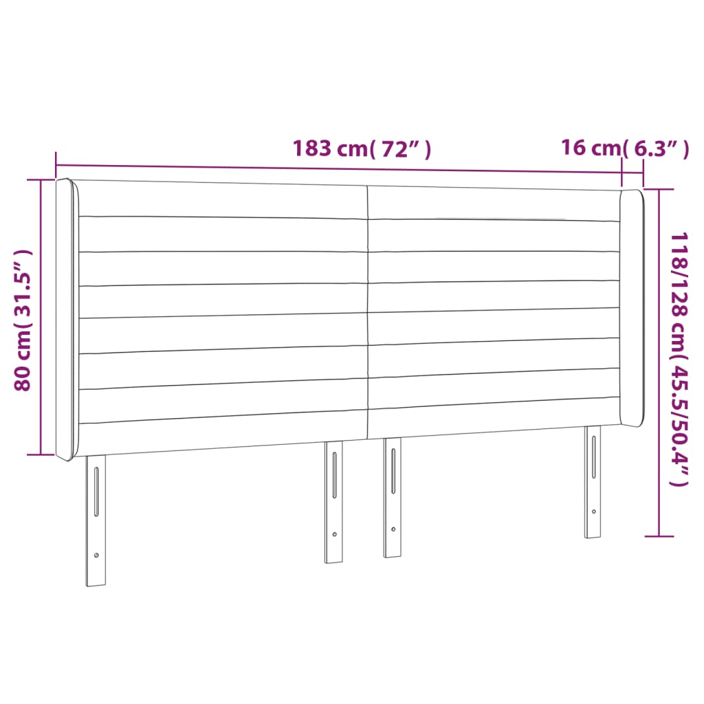 Galvūgalis su LED, tamsiai pilkas, 183x16x118/128cm, audinys