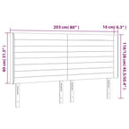 Galvūgalis su LED, šviesiai pilkas, 203x16x118/128cm, audinys