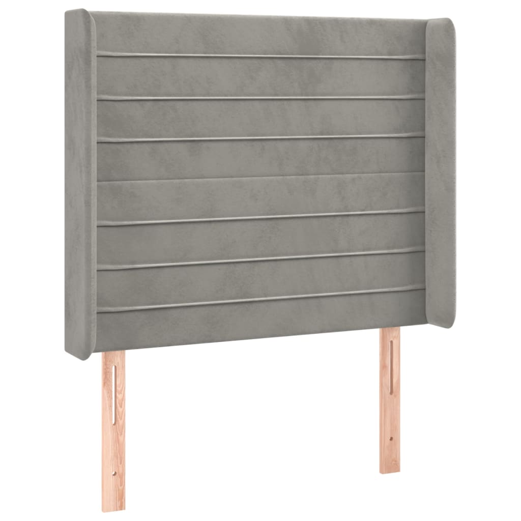 Galvūgalis su LED, šviesiai pilkas, 83x16x118/128cm, aksomas
