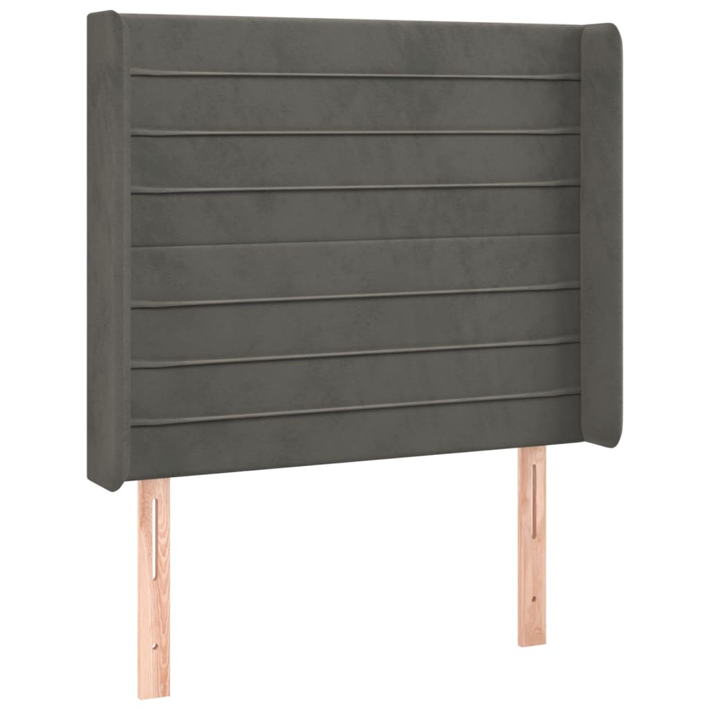 Galvūgalis su LED, tamsiai pilkas, 83x16x118/128cm, aksomas