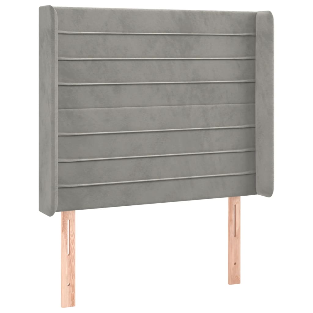 Galvūgalis su LED, šviesiai pilkas, 103x16x118/128cm, aksomas
