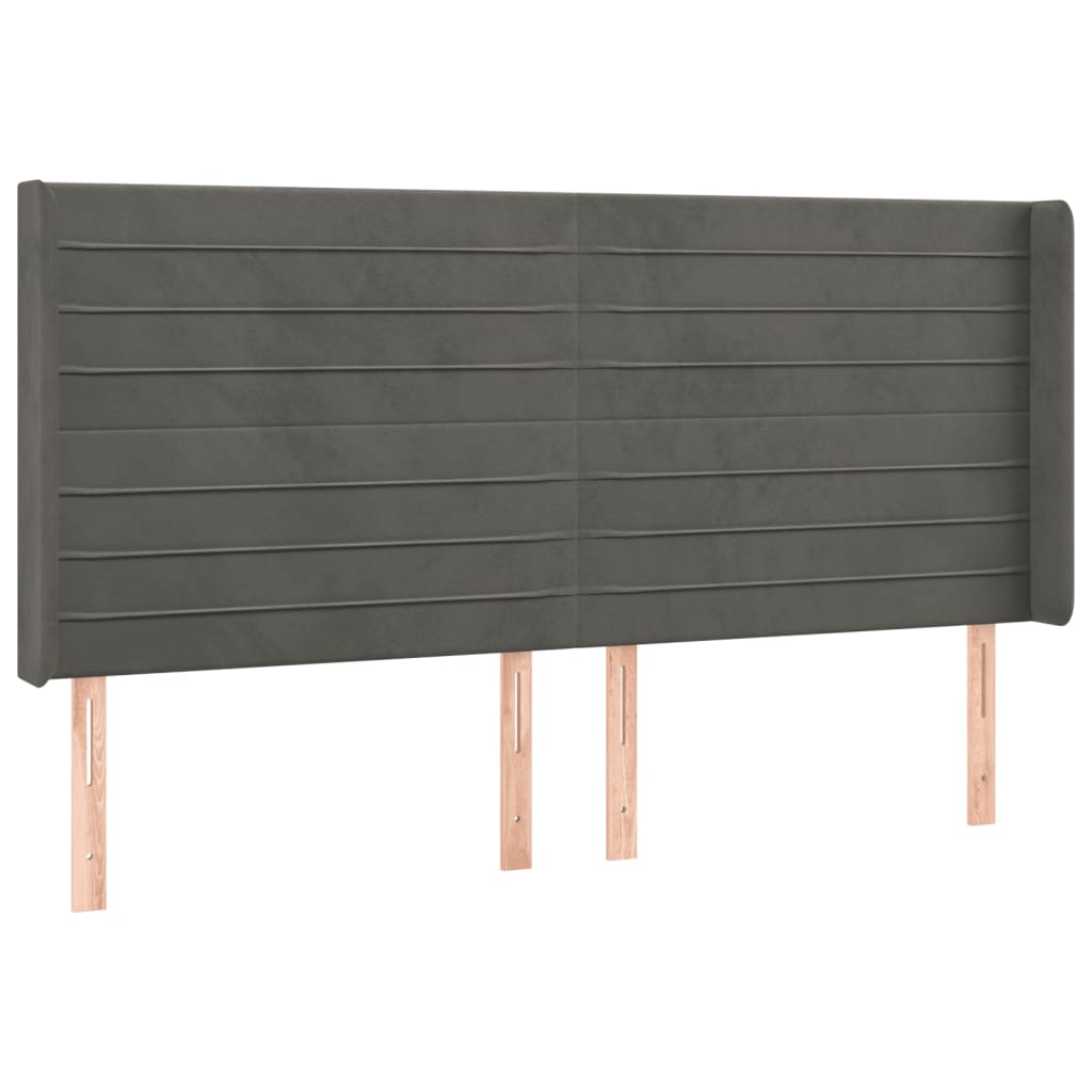 Galvūgalis su LED, tamsiai pilkas, 183x16x118/128cm, aksomas