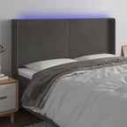 Galvūgalis su LED, tamsiai pilkas, 183x16x118/128cm, aksomas
