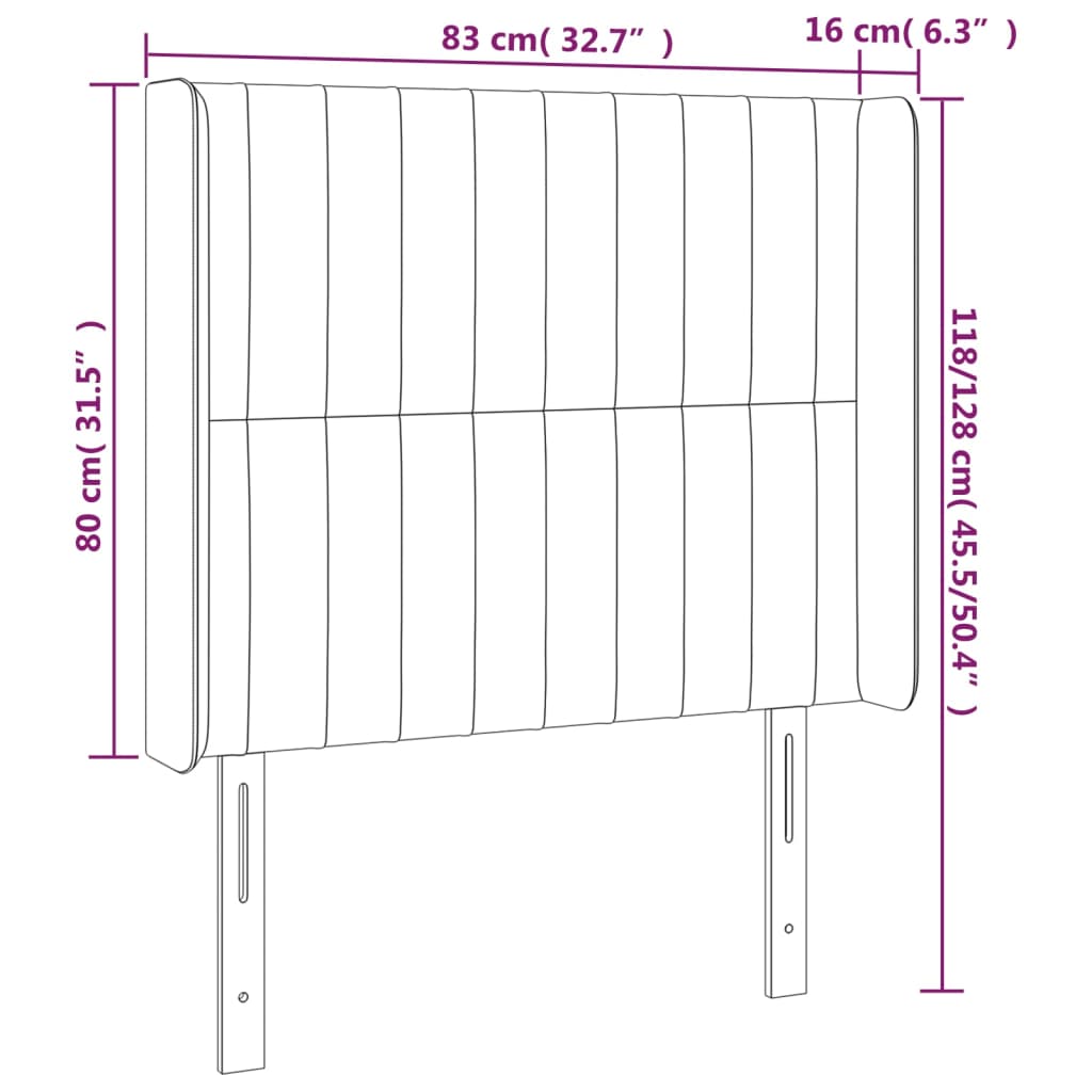 Galvūgalis su LED, tamsiai pilkas, 83x16x118/128cm, audinys