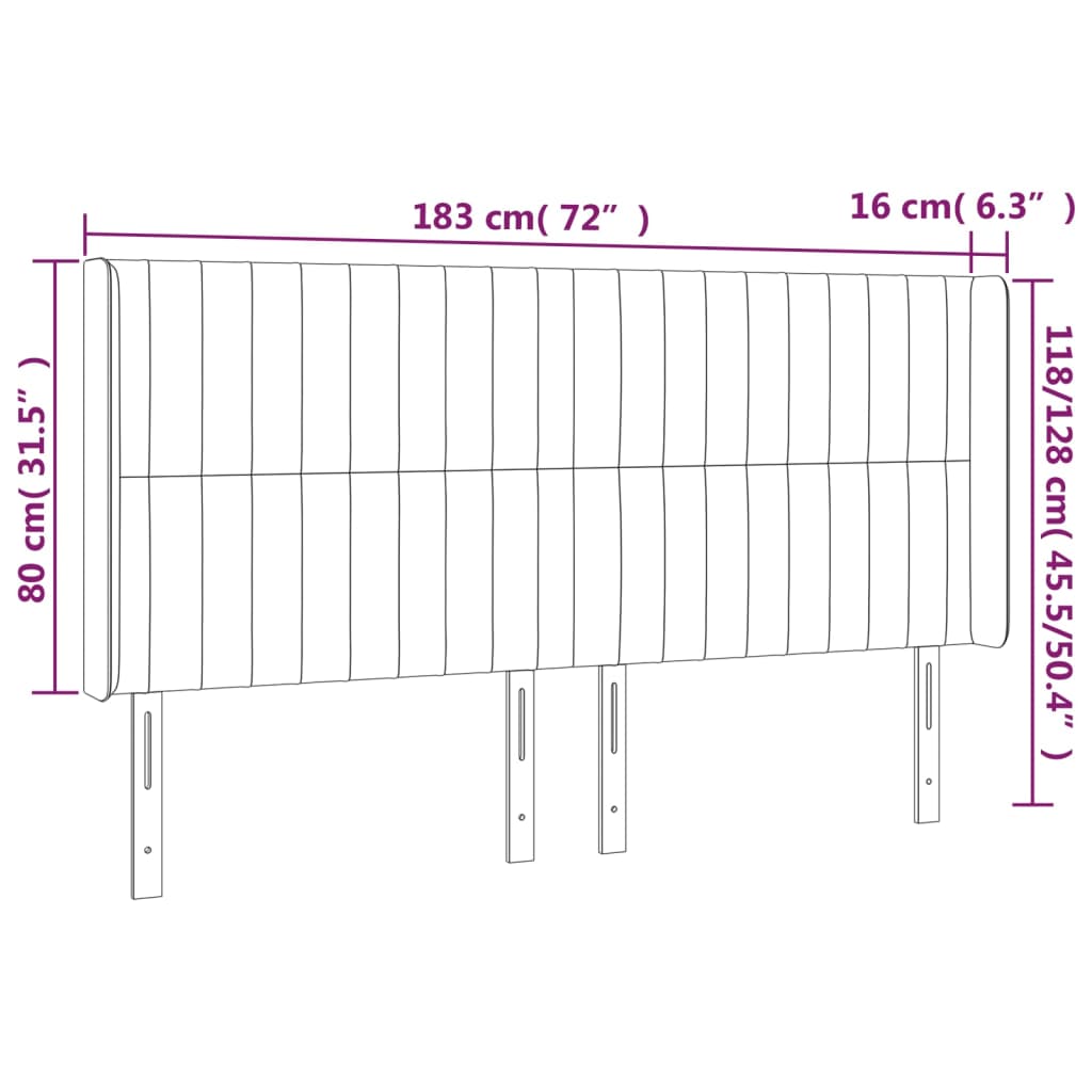 Galvūgalis su LED, tamsiai pilkas, 183x16x118/128cm, audinys