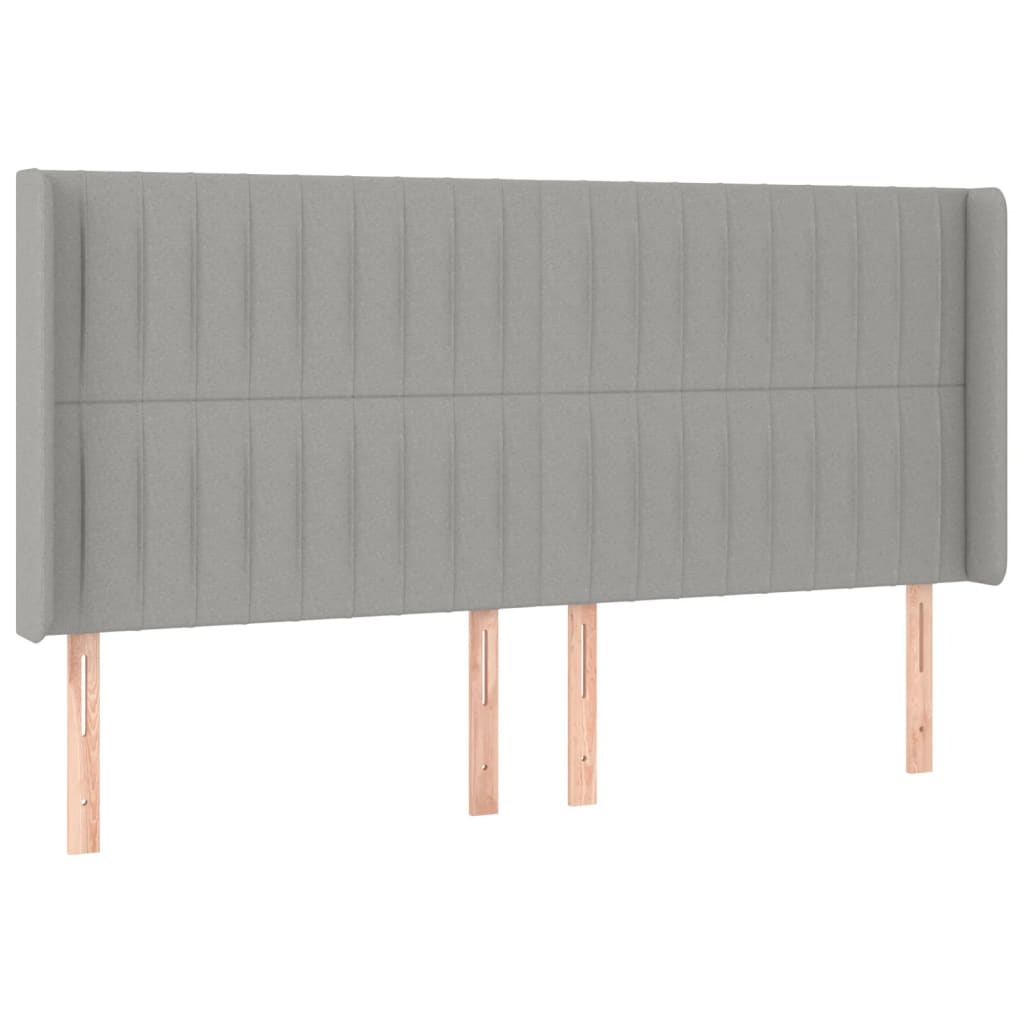 Galvūgalis su LED, šviesiai pilkas, 203x16x118/128cm, audinys