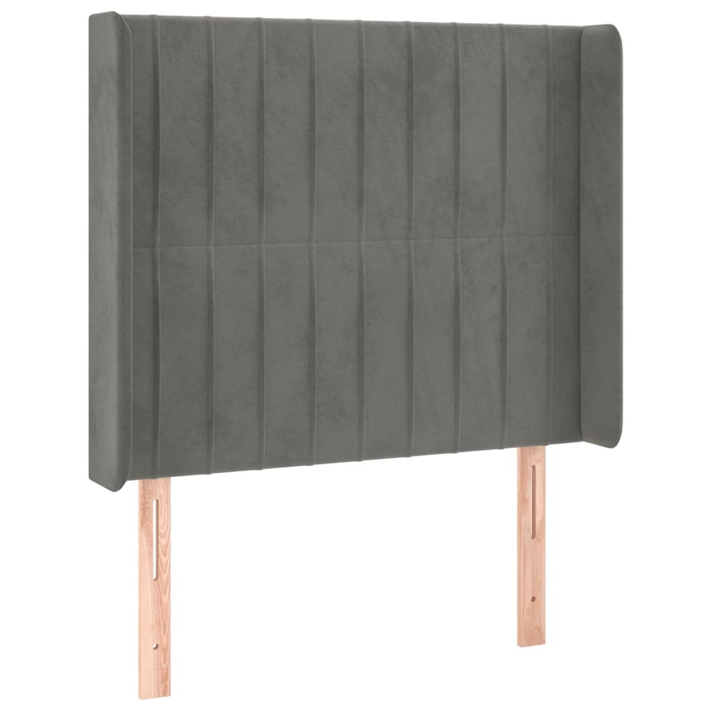 Galvūgalis su LED, šviesiai pilkas, 93x16x118/128cm, aksomas