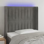 Galvūgalis su LED, šviesiai pilkas, 93x16x118/128cm, aksomas