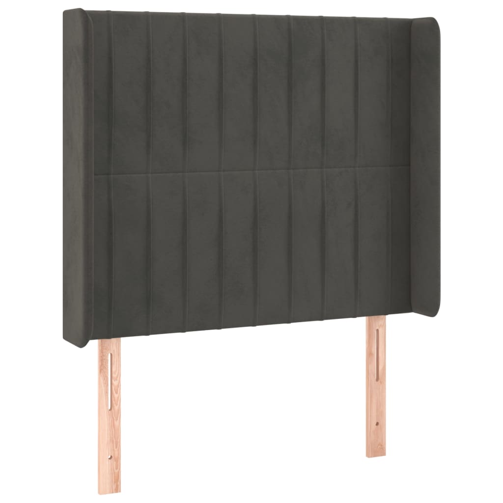 Galvūgalis su LED, tamsiai pilkas, 93x16x118/128cm, aksomas