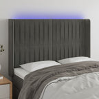 Galvūgalis su LED, tamsiai pilkas, 147x16x118/128cm, aksomas
