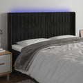Galvūgalis su LED, juodos spalvos, 183x16x118/128cm, aksomas