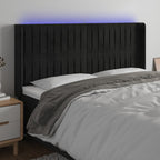 Galvūgalis su LED, juodos spalvos, 183x16x118/128cm, aksomas