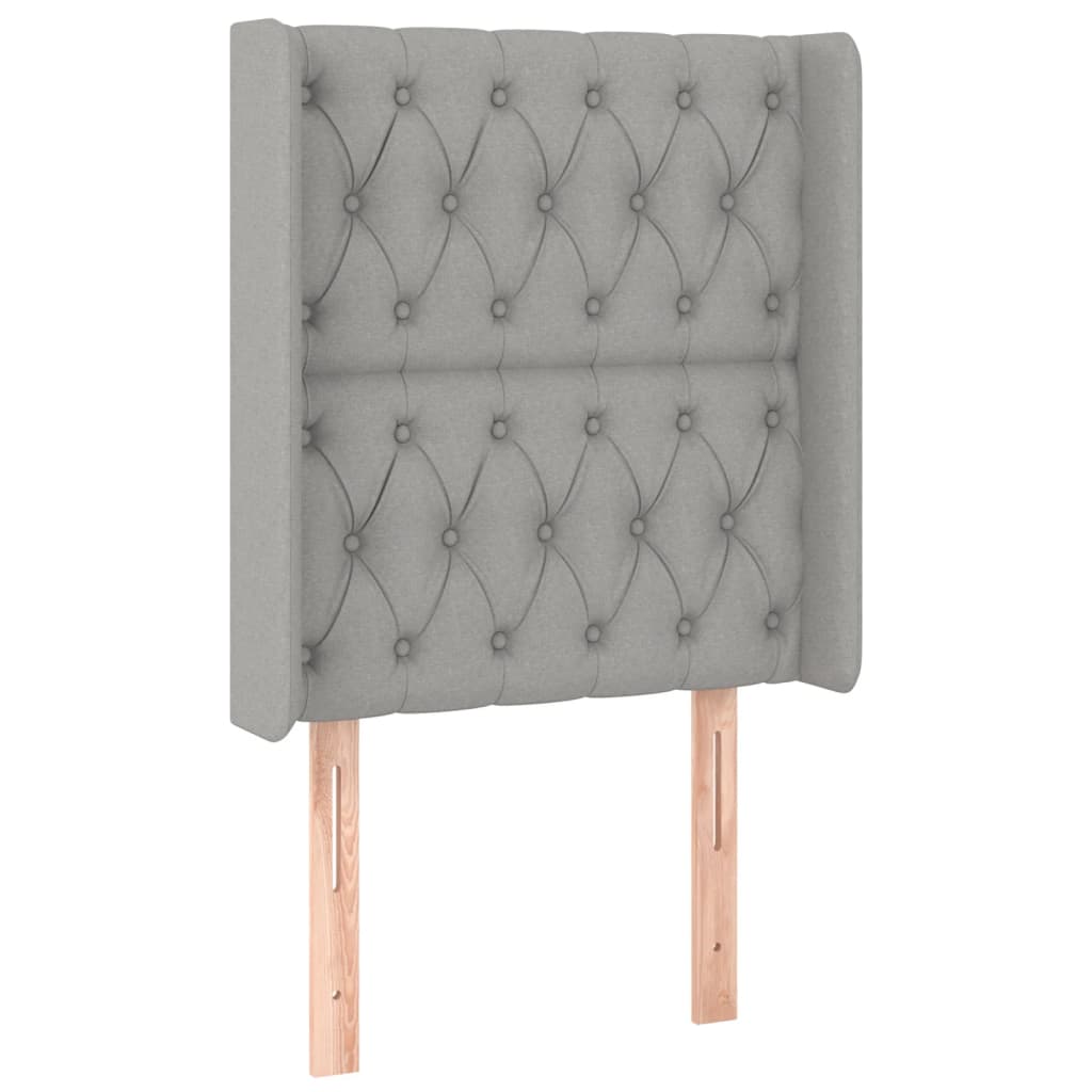 Galvūgalis su LED, šviesiai pilkas, 83x16x118/128cm, audinys
