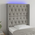 Galvūgalis su LED, šviesiai pilkas, 83x16x118/128cm, audinys