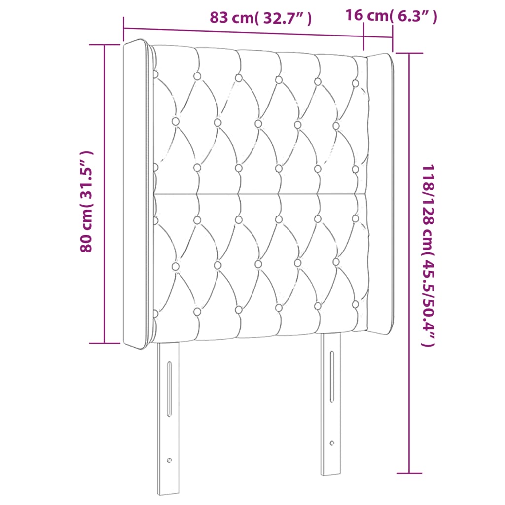 Galvūgalis su LED, juodos spalvos, 83x16x118/128cm, audinys