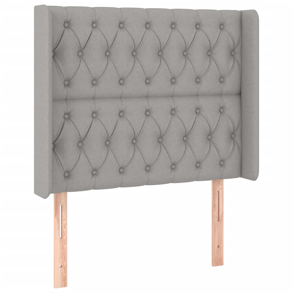 Galvūgalis su LED, šviesiai pilkas, 93x16x118/128cm, audinys