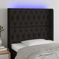 Galvūgalis su LED, juodos spalvos, 103x16x118/128cm, audinys