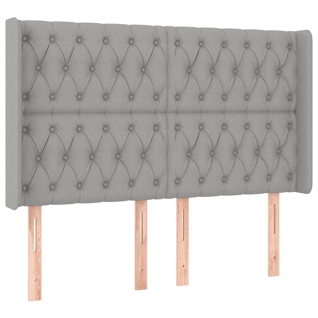 Galvūgalis su LED, šviesiai pilkas, 147x16x118/128cm, audinys