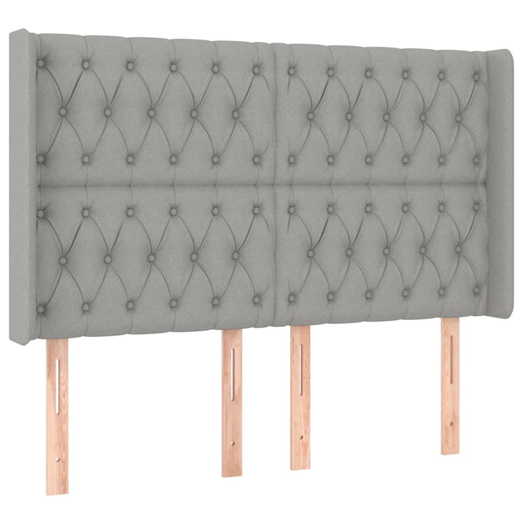 Galvūgalis su LED, šviesiai pilkas, 163x16x118/128cm, audinys