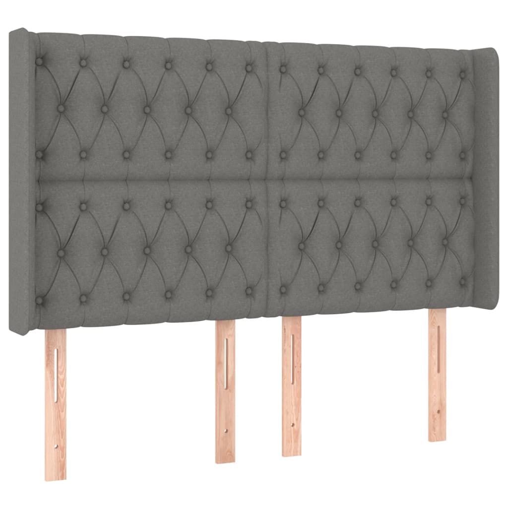 Galvūgalis su LED, tamsiai pilkas, 163x16x118/128cm, audinys