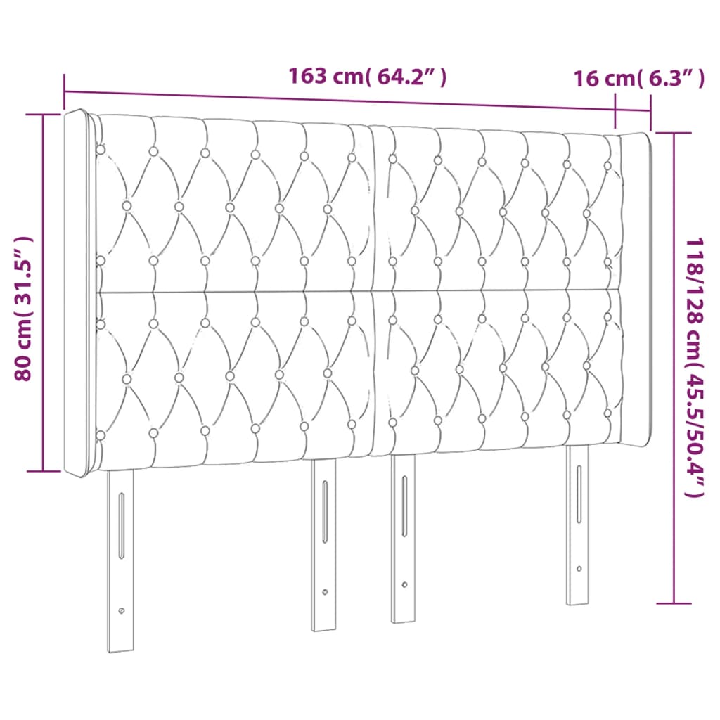 Galvūgalis su LED, tamsiai pilkas, 163x16x118/128cm, audinys