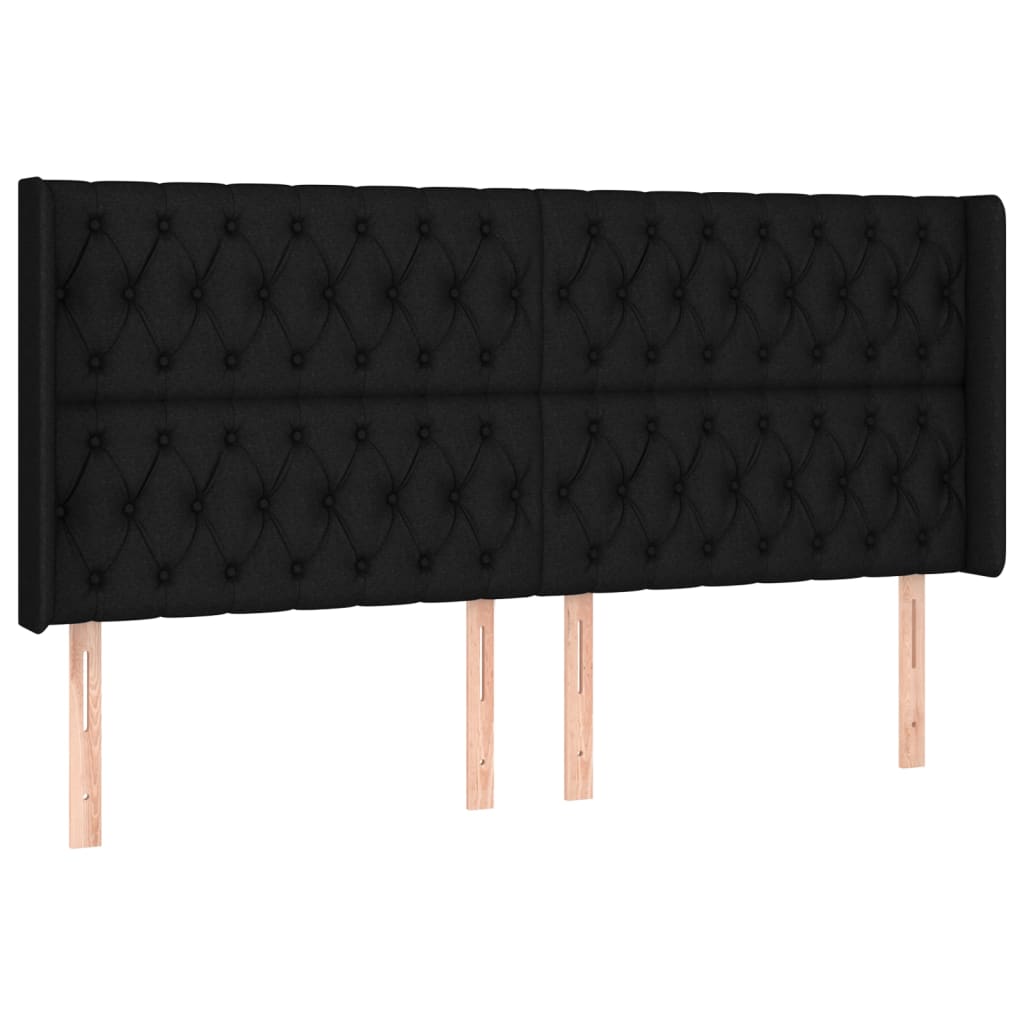 Galvūgalis su LED, juodos spalvos, 183x16x118/128cm, audinys