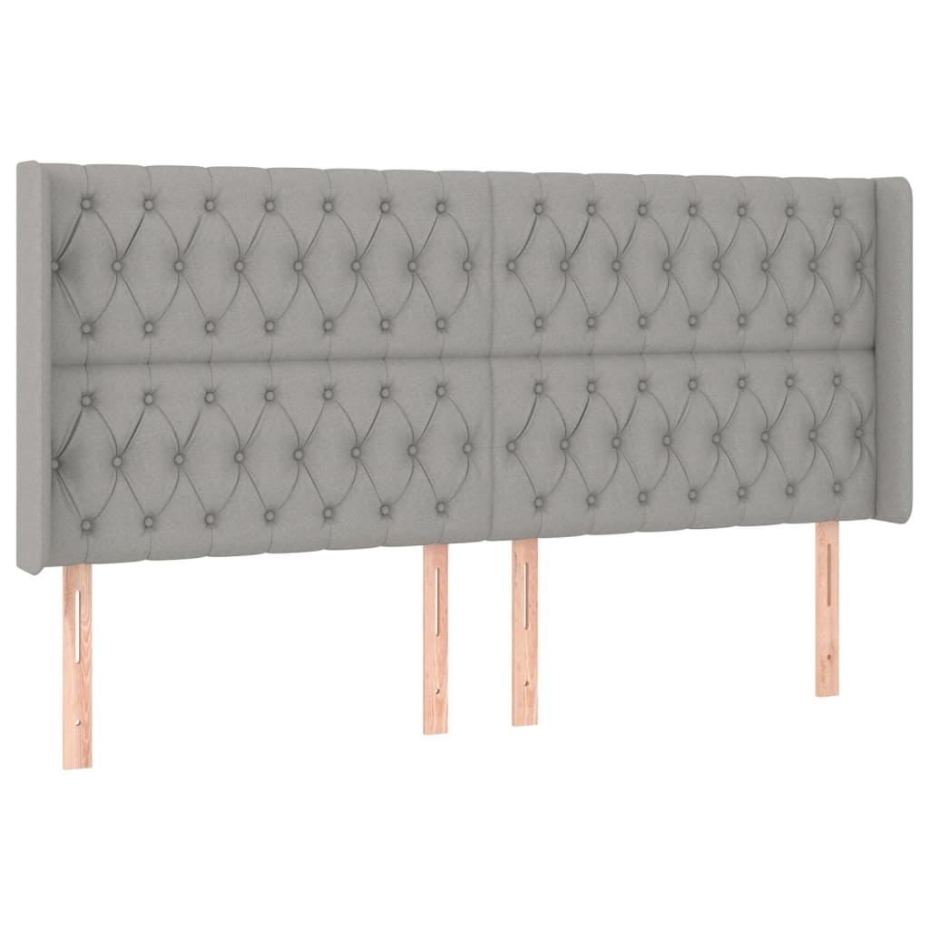 Galvūgalis su LED, šviesiai pilkas, 203x16x118/128cm, audinys