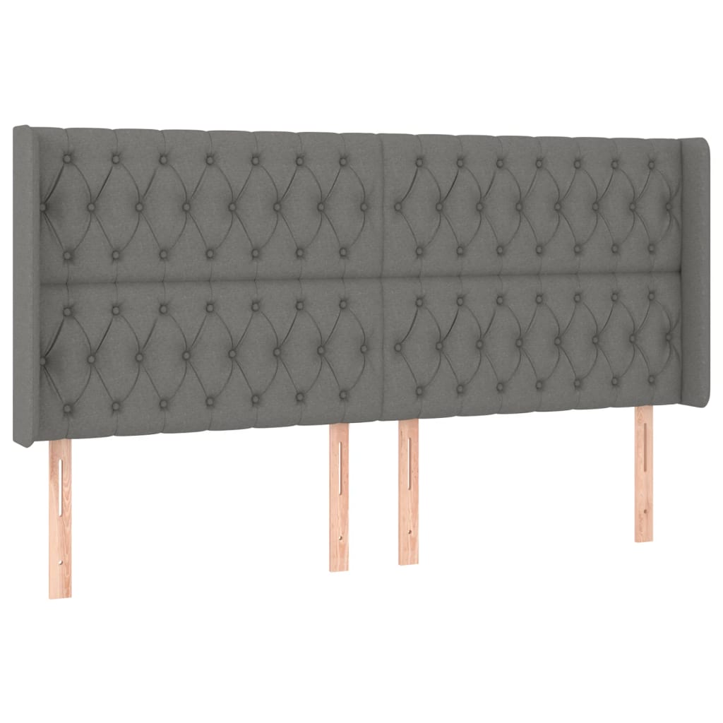 Galvūgalis su LED, tamsiai pilkas, 203x16x118/128cm, audinys