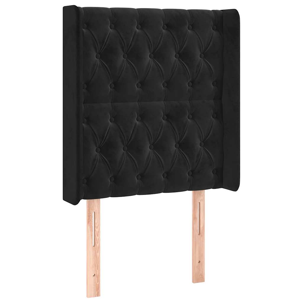 Galvūgalis su LED, juodos spalvos, 83x16x118/128cm, aksomas
