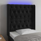 Galvūgalis su LED, juodos spalvos, 83x16x118/128cm, aksomas
