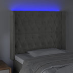 Galvūgalis su LED, šviesiai pilkas, 93x16x118/128cm, aksomas