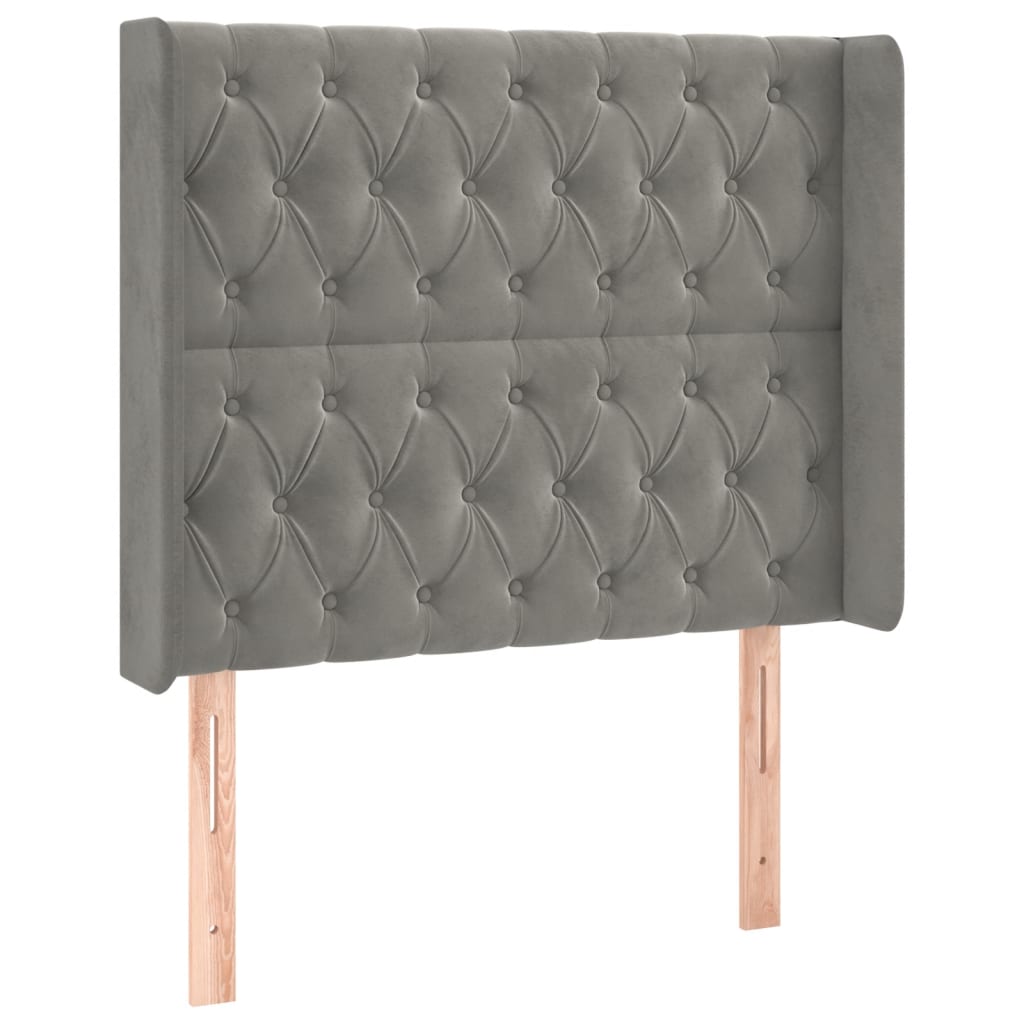 Galvūgalis su LED, šviesiai pilkas, 103x16x118/128cm, aksomas