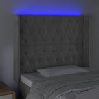 Galvūgalis su LED, šviesiai pilkas, 103x16x118/128cm, aksomas