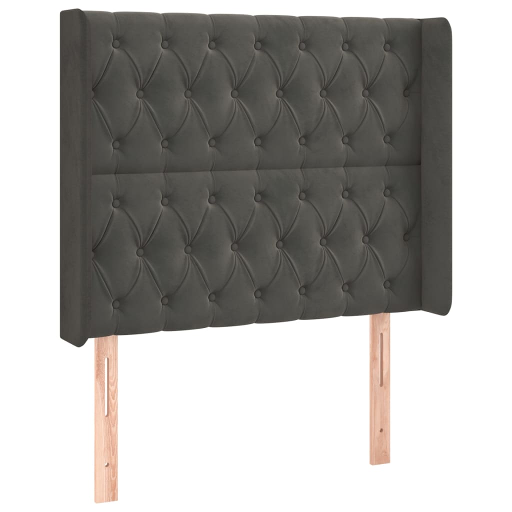 Galvūgalis su LED, tamsiai pilkas, 103x16x118/128cm, aksomas